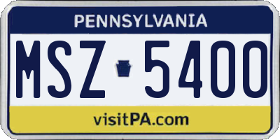 PA license plate MSZ5400
