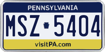 PA license plate MSZ5404