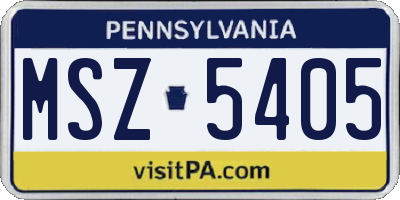PA license plate MSZ5405