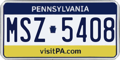 PA license plate MSZ5408