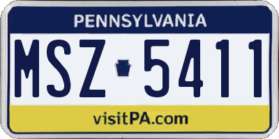 PA license plate MSZ5411