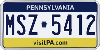 PA license plate MSZ5412