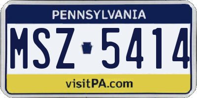 PA license plate MSZ5414