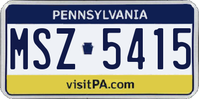 PA license plate MSZ5415