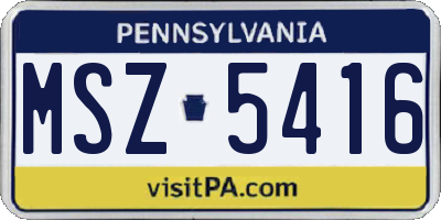 PA license plate MSZ5416