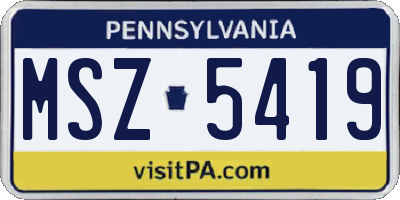 PA license plate MSZ5419