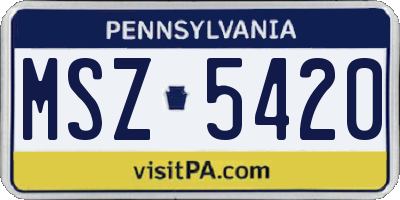 PA license plate MSZ5420