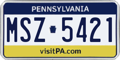 PA license plate MSZ5421