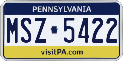 PA license plate MSZ5422