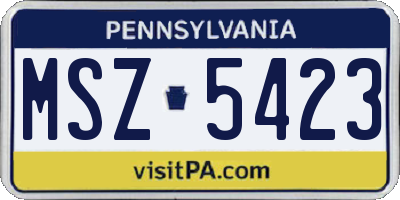 PA license plate MSZ5423