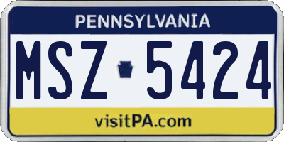 PA license plate MSZ5424