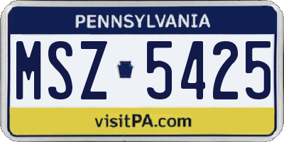 PA license plate MSZ5425