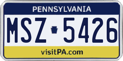 PA license plate MSZ5426
