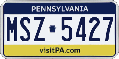 PA license plate MSZ5427