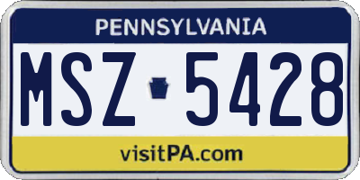 PA license plate MSZ5428