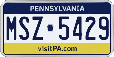 PA license plate MSZ5429