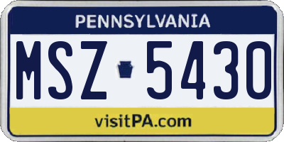 PA license plate MSZ5430