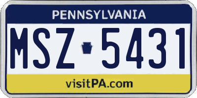 PA license plate MSZ5431