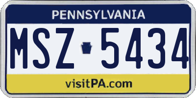 PA license plate MSZ5434