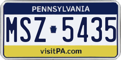 PA license plate MSZ5435