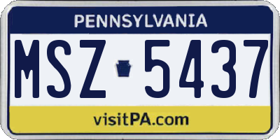 PA license plate MSZ5437