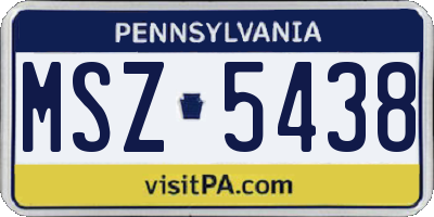 PA license plate MSZ5438