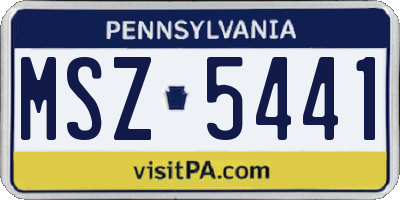 PA license plate MSZ5441