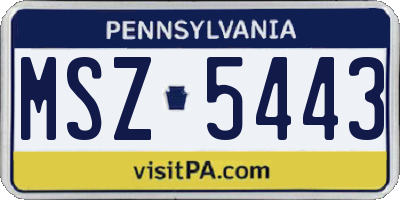 PA license plate MSZ5443