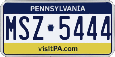 PA license plate MSZ5444