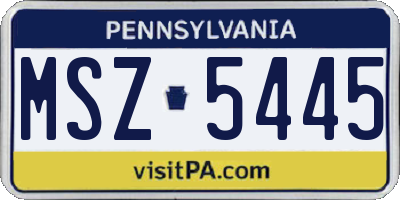 PA license plate MSZ5445