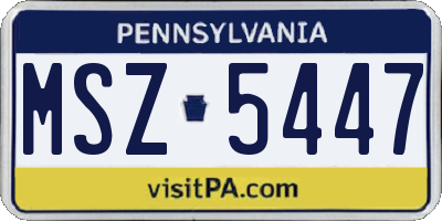 PA license plate MSZ5447