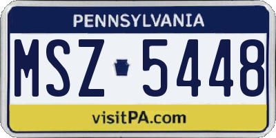 PA license plate MSZ5448