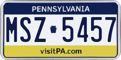 PA license plate MSZ5457
