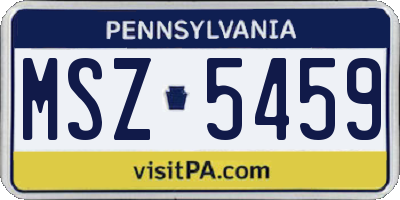 PA license plate MSZ5459
