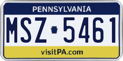 PA license plate MSZ5461