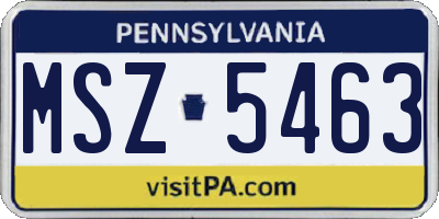 PA license plate MSZ5463