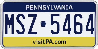 PA license plate MSZ5464