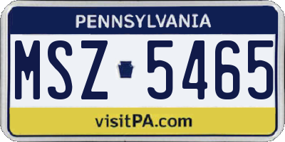 PA license plate MSZ5465