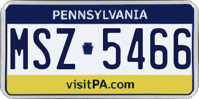 PA license plate MSZ5466
