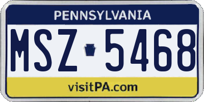 PA license plate MSZ5468
