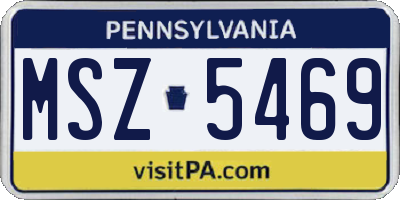 PA license plate MSZ5469