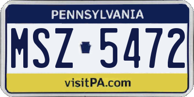 PA license plate MSZ5472