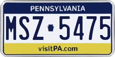 PA license plate MSZ5475