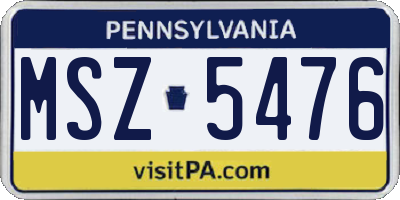 PA license plate MSZ5476
