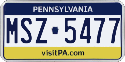 PA license plate MSZ5477