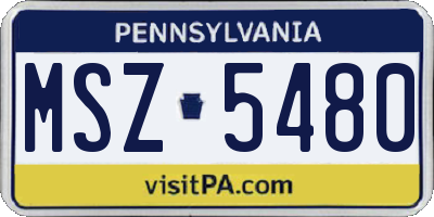 PA license plate MSZ5480