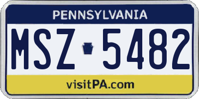 PA license plate MSZ5482