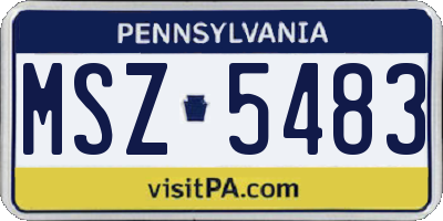 PA license plate MSZ5483