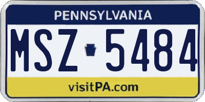PA license plate MSZ5484