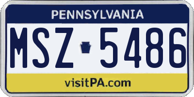 PA license plate MSZ5486